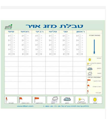 לוח תיעוד מזג אוויר כיתתי 